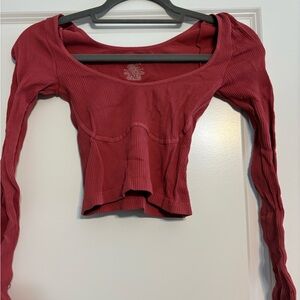 Women's Ribbed Long Sleeve Top - pink